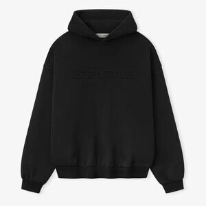 Fear of God Essentials Embossed 90s Fit Fleece Hoodie in Vintage Black Medium